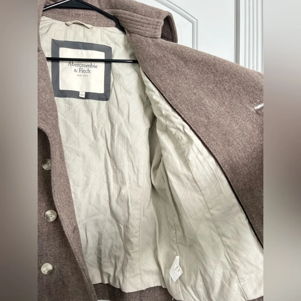 Abercrombie & Fitch Chic collar double breasted wool blend coat size L - Picture 5 of 16